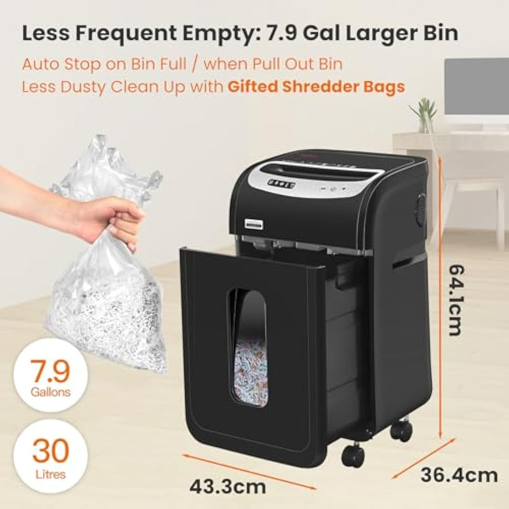 VidaTeco 20-Sheet Cross-Cut Paper Shredder – 60-Min Heavy Duty Office