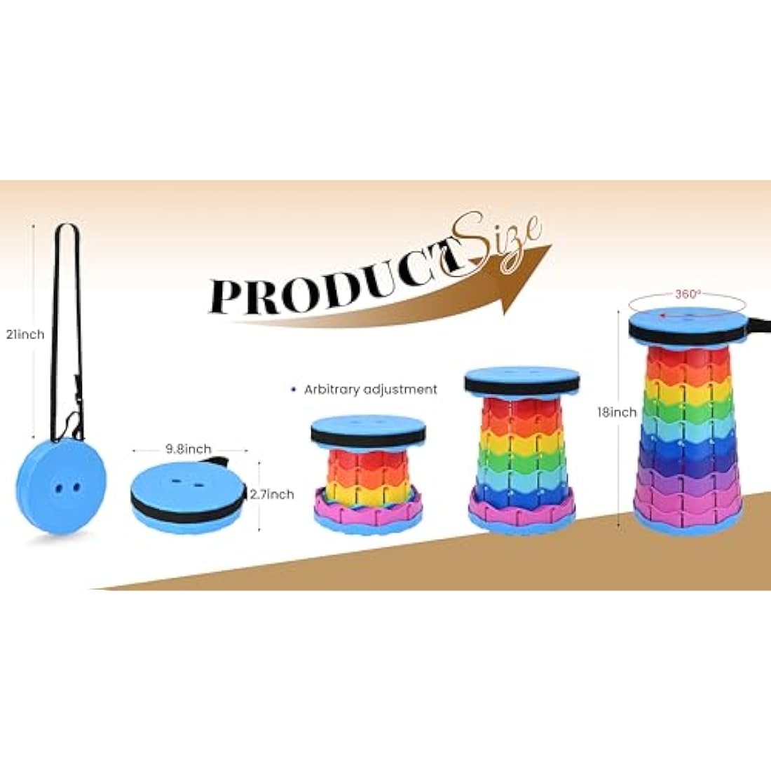 FXKS 2-Pack Portable Telescoping Stool with Cushion, 400lb Capacity – Rainbow