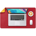 DOBAOJIA Dual-Side PU Leather Desk Pad - Waterproof Mouse Mat, Red/Yellow