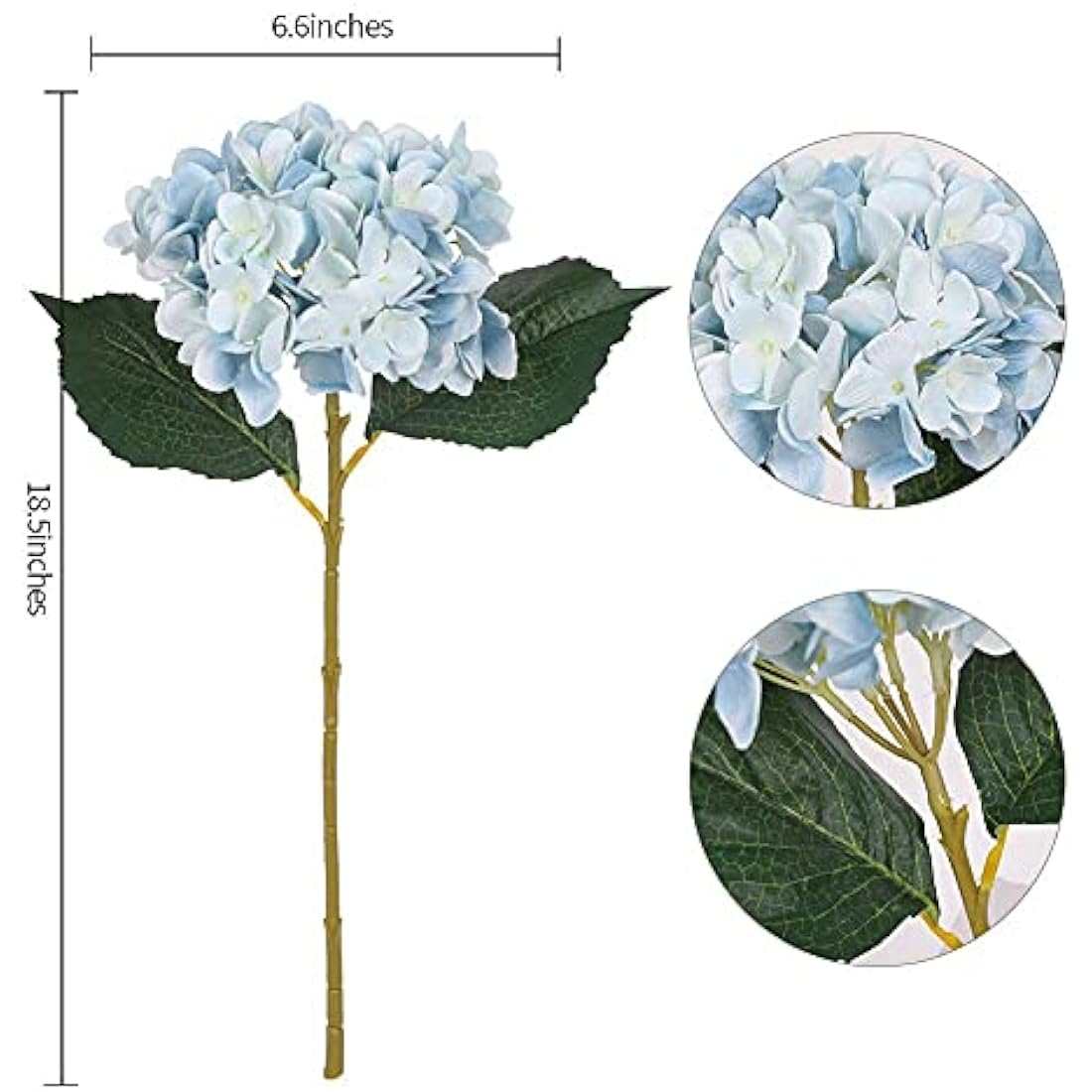 Kisflower 6Pcs Silk Hydrangea Artificial Flowers for Home Decor - Blue