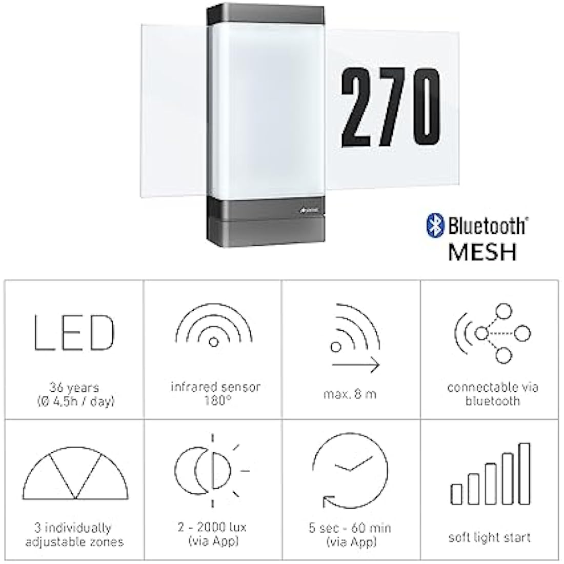 Steinel L 270 SC Smart LED House Number Light – Motion Sensor Wall Lamp