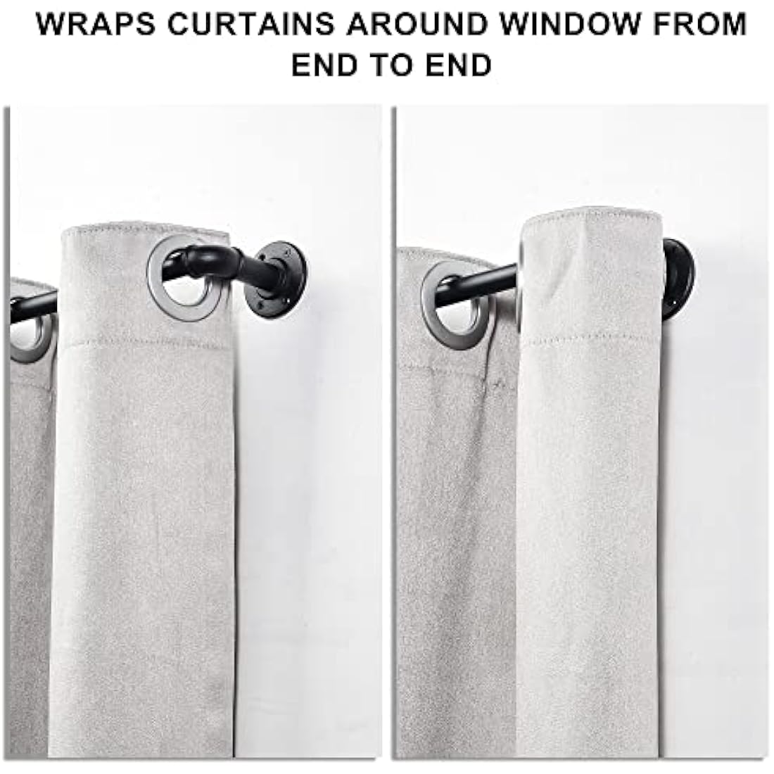 ZUOFENG Industrial Black Curtain Pole – Extendable 80–218cm Metal Rod