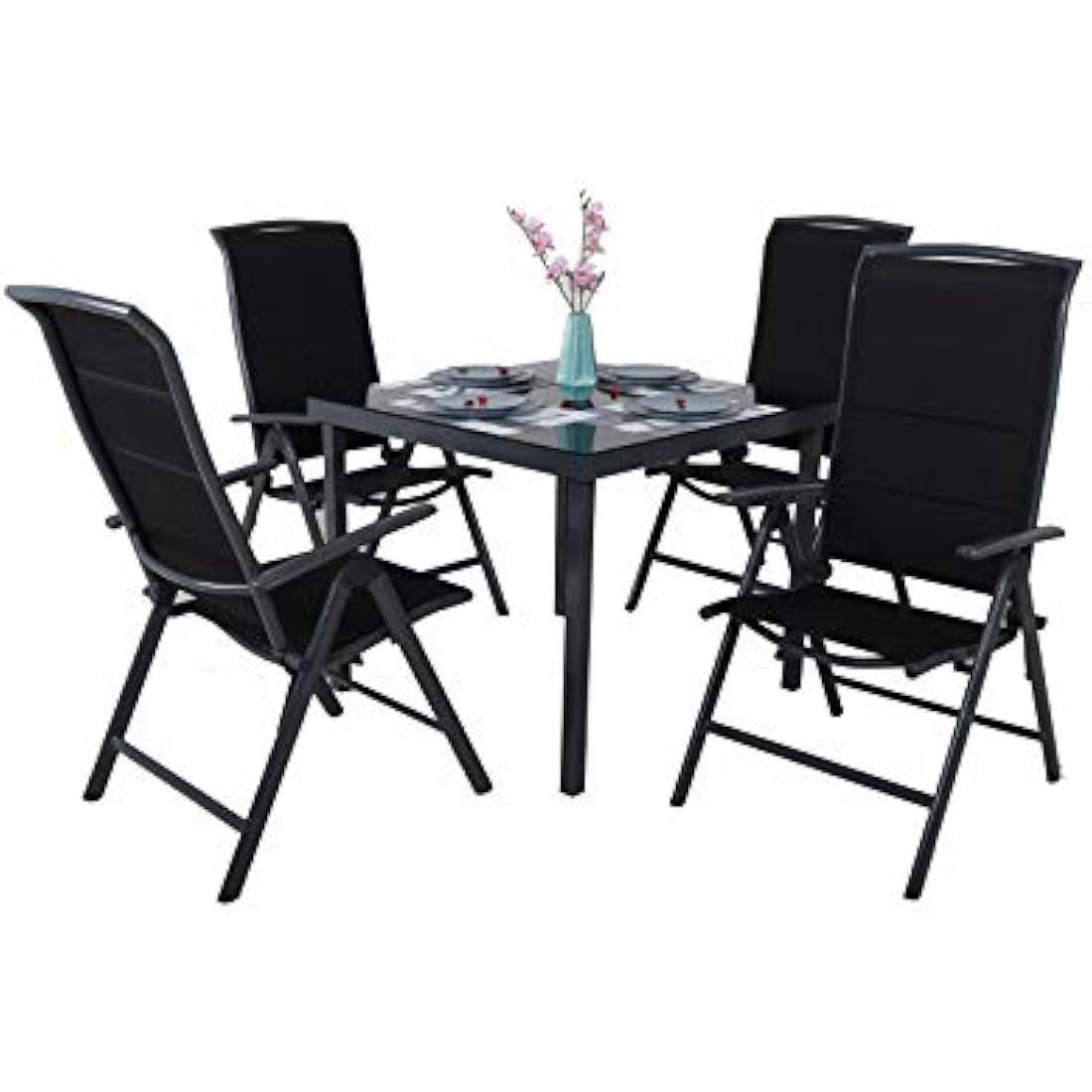 Chicreat High-Back Folding Garden Chair – Dark Grey Aluminium