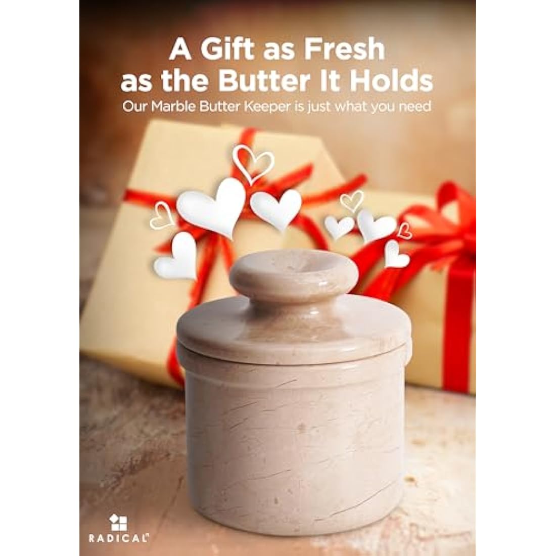 Radicaln Handmade Marble Butter Keeper – French Butter Crock for Counter