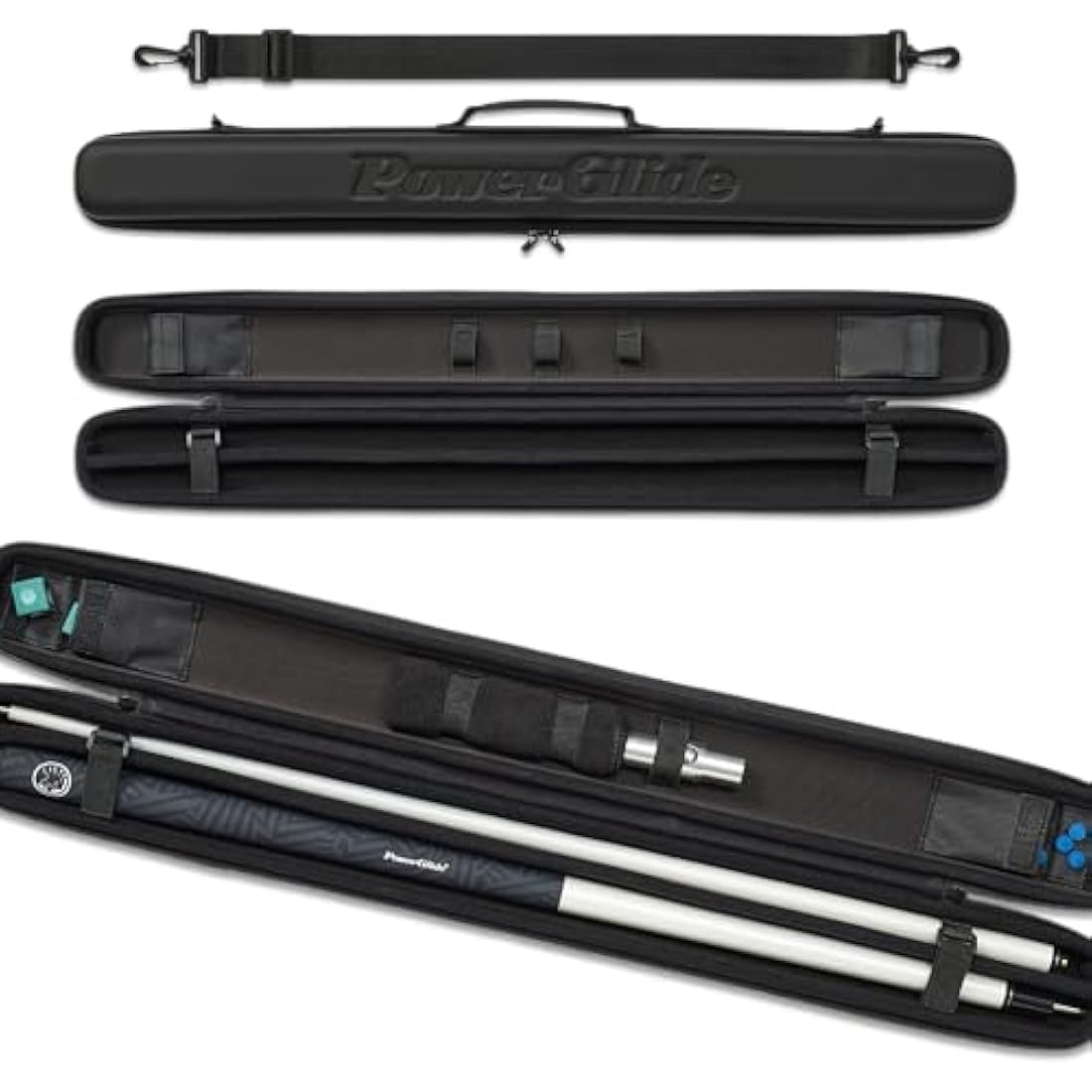 Powerglide 2-Piece Snooker Pool Cue Case | EVA Soft Touch Protective Bag