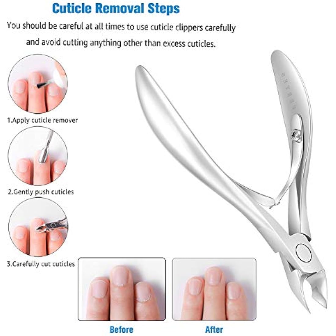 FERYES Cuticle Nippers – Professional Stainless Steel 1/2 Jaw Trimmer