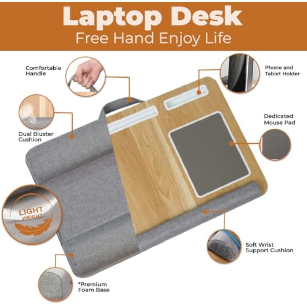 Lap Desk – 17" Laptop Tray with Mouse Pad & Phone Holder