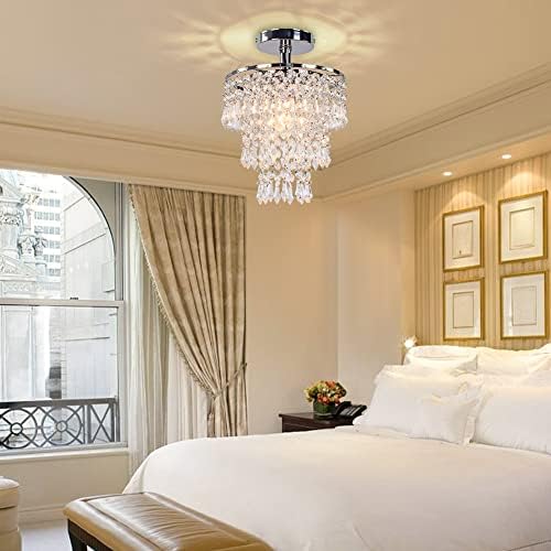 FRIXCHUR Modern 3-Tier Crystal Raindrop Chandelier | Chrome Ceiling Light