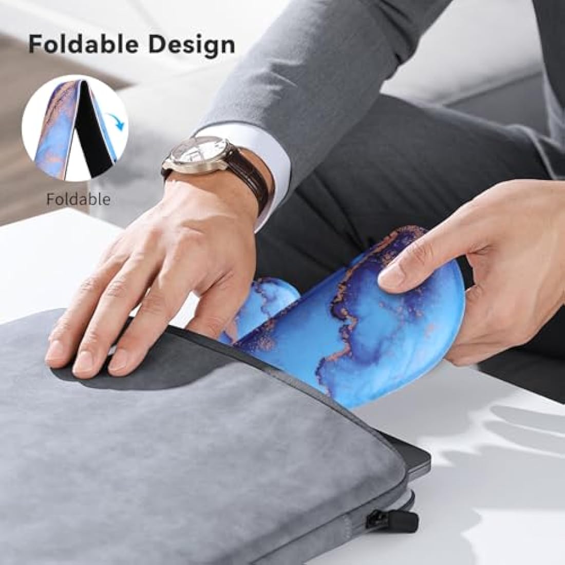Memory Foam Keyboard and Mouse Wrist Rest Set – Blue Marble
