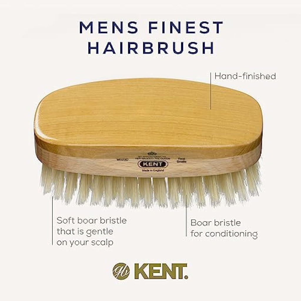 Kent MS23D Soft White Natural Bristle Satinwood Brush for Fine Hair
