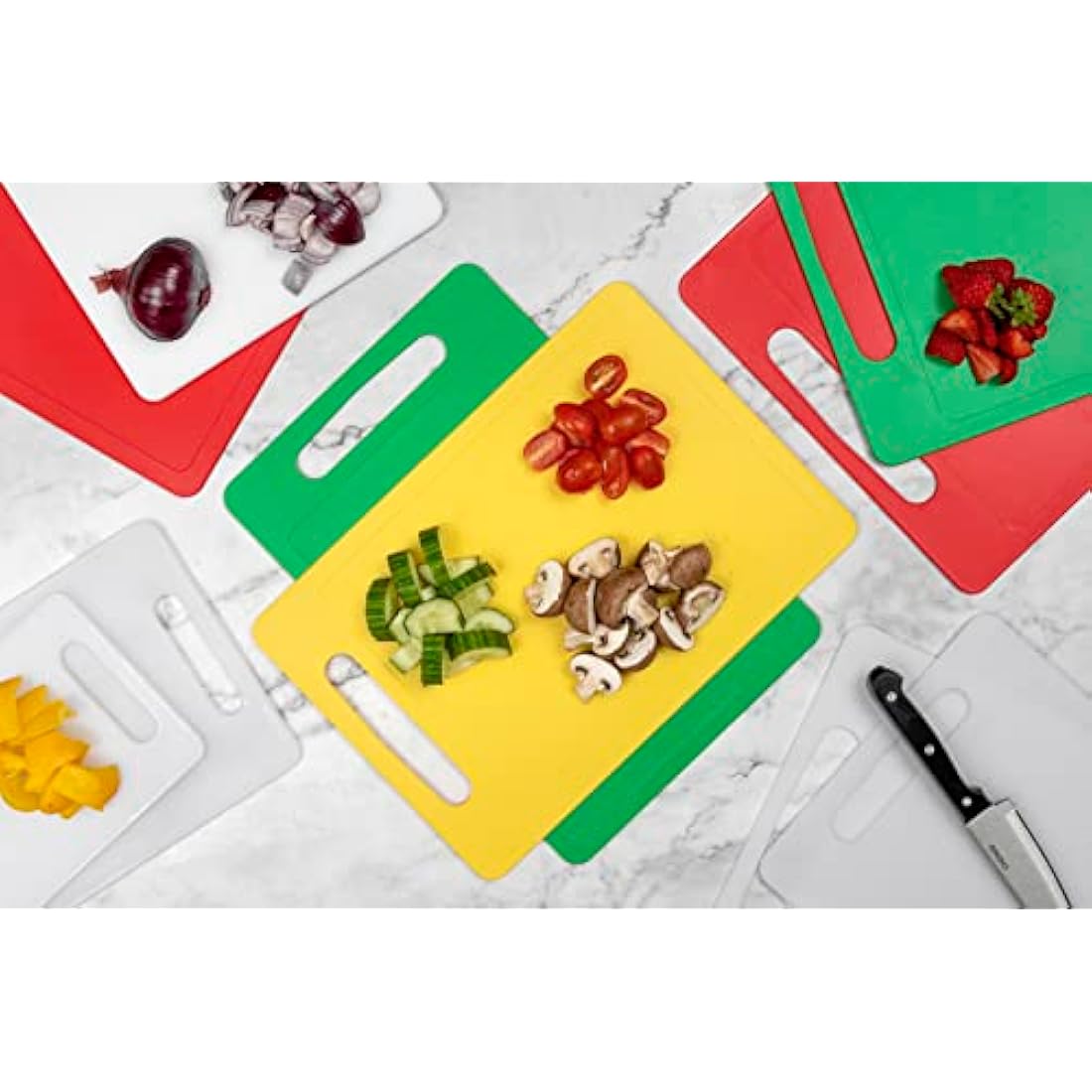 Chef Aid Non-Slip Chopping Board Twin Pack | White Plastic Cutting Boards
