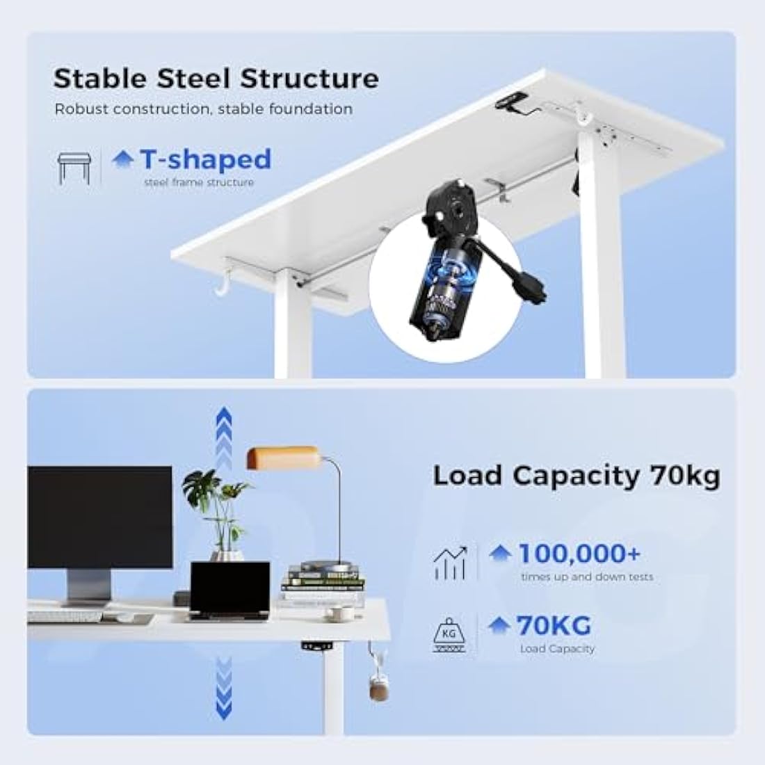 Agilestic Electric Standing Desk – 120x60cm Height Adjustable White