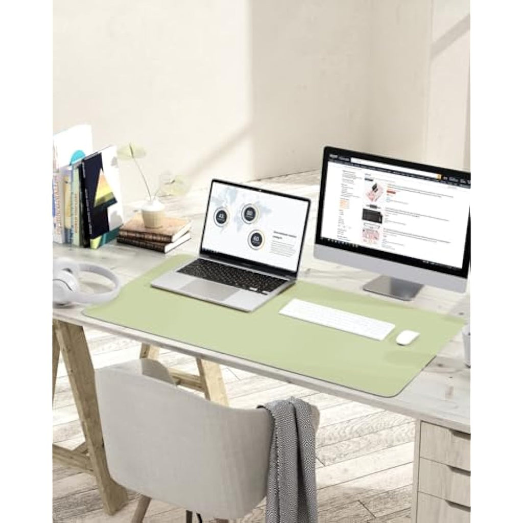 YSAGi PVC Leather Desk Pad – Waterproof Non-Slip Writing Mat, Matcha Green