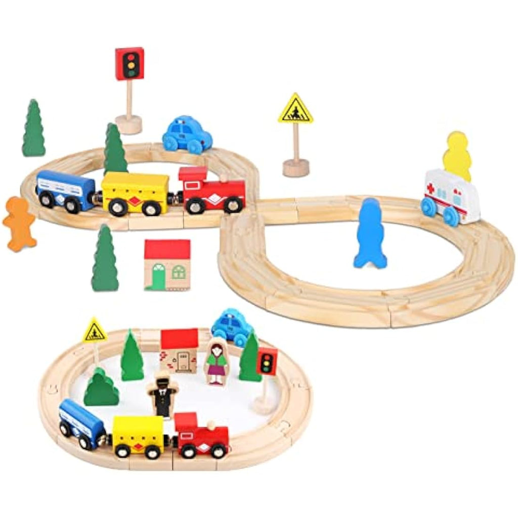 33-Piece Wooden Train Set – Magnetic Railway for Toddlers