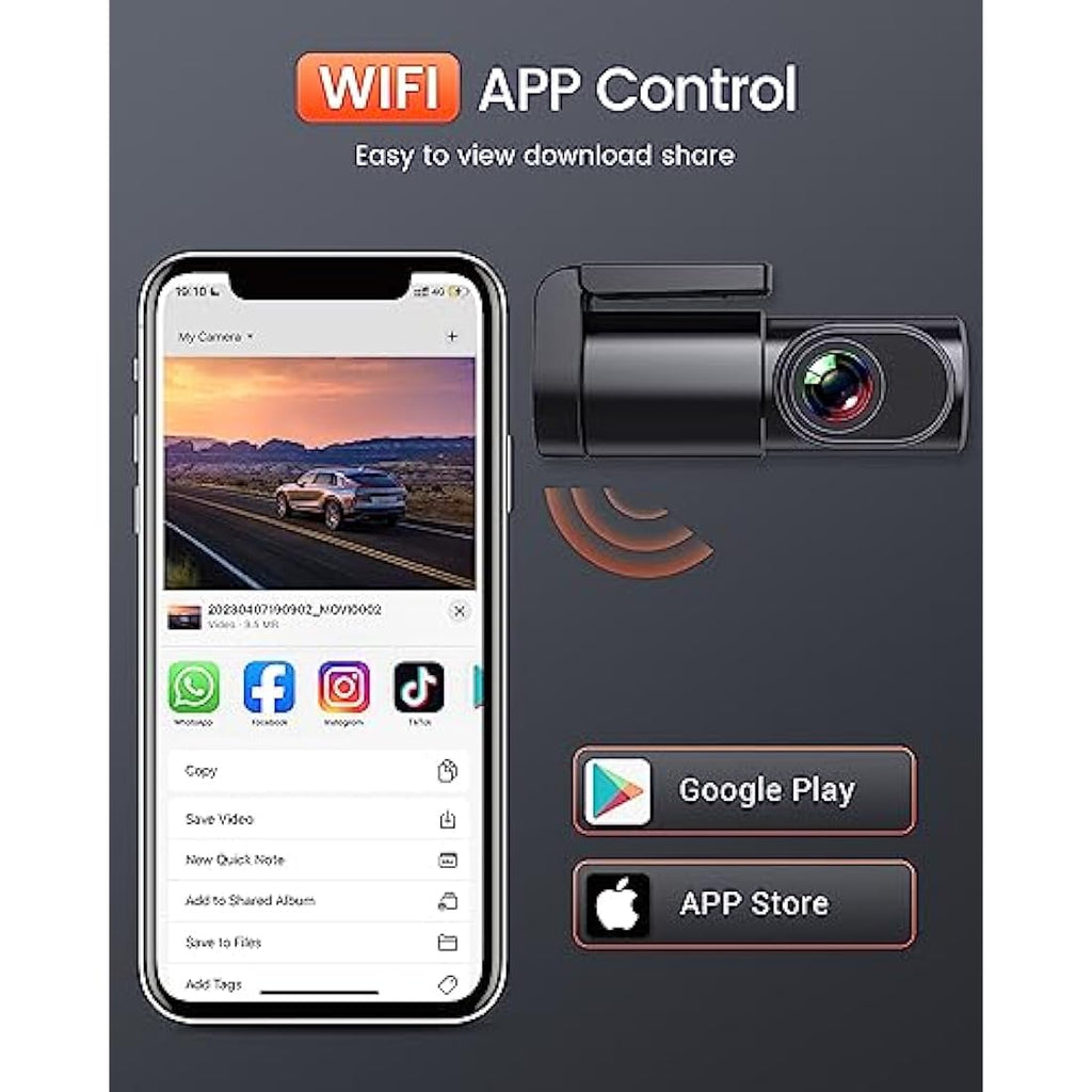 BESTSEE 1080P Mini WiFi Dash Cam – 170° Wide Angle Car Camera with Night Vision