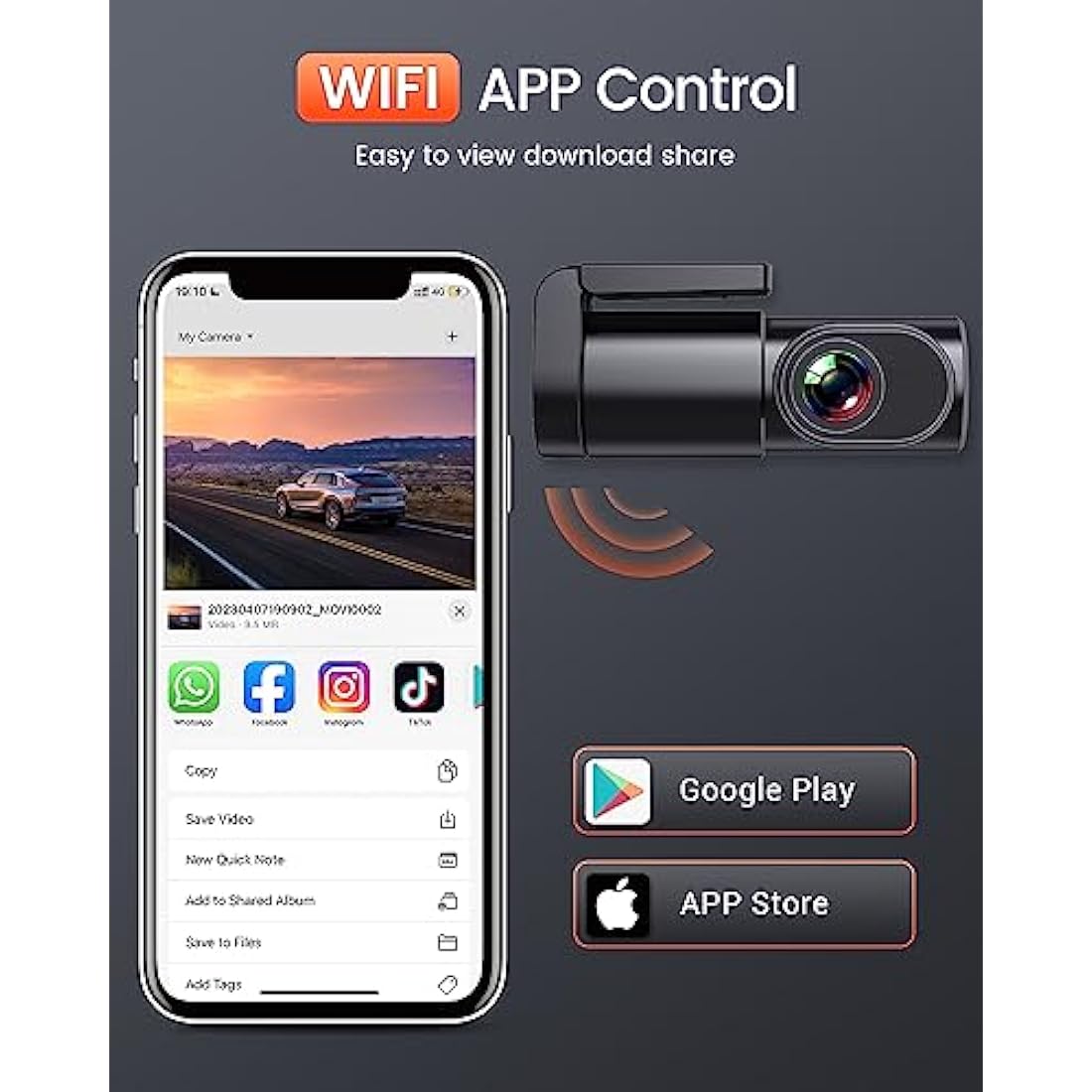 BESTSEE 1080P Mini WiFi Dash Cam – 170° Wide Angle Car Camera with Night Vision