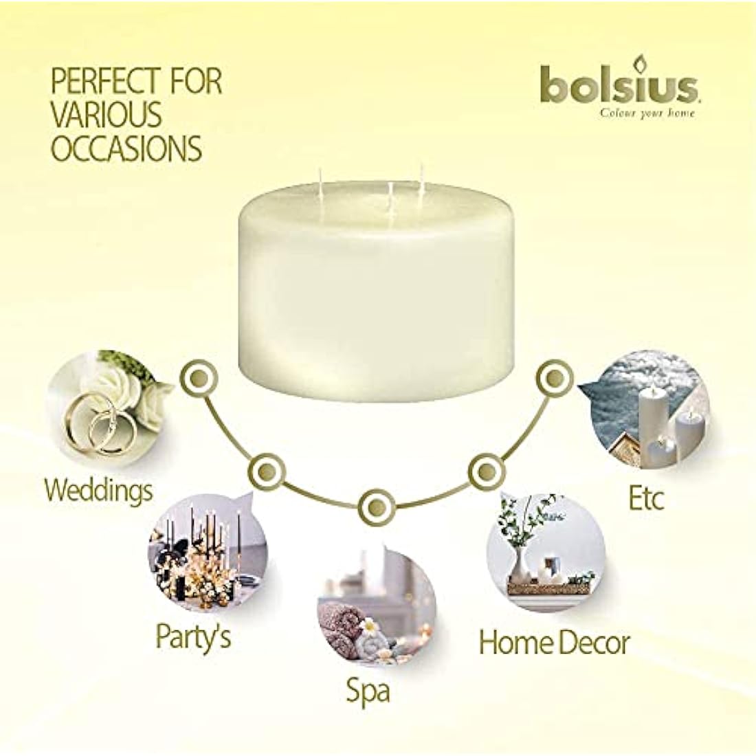Bolsius Ivory Pillar Candle – Large Paraffin Wax Home Decor – 10x15cm