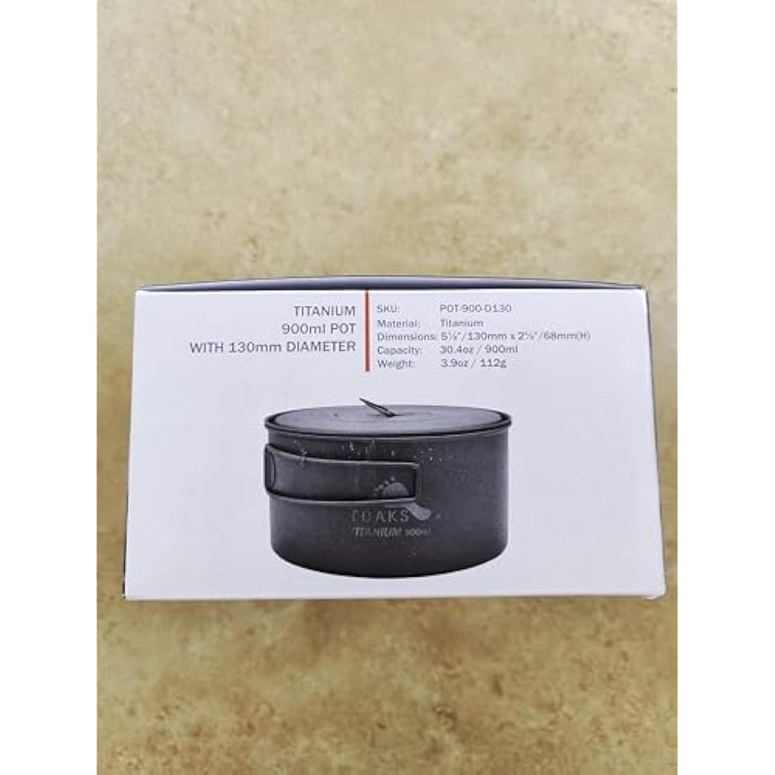 TOAKS Titanium 900ml Ultralight Camping Pot with Lid | POT-900-D130