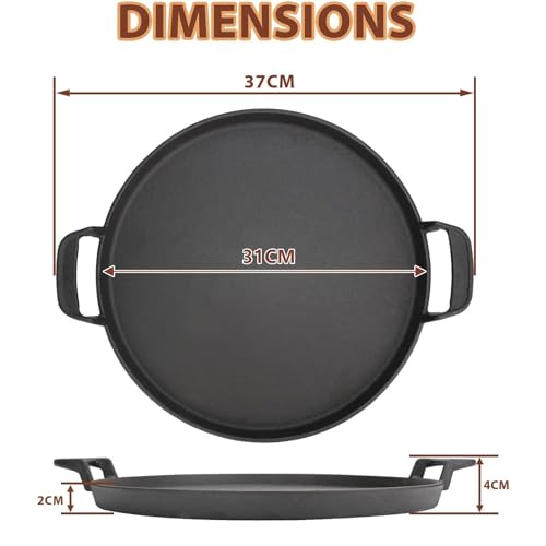 GFTIME 30.9cm Cast Iron Round Griddle for Weber 57cm Charcoal Grills