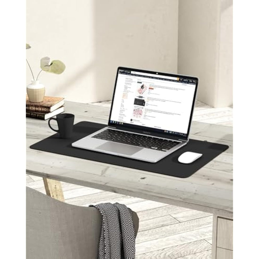 YSAGi Waterproof PVC Leather Desk Pad – Non-Slip Writing Mat, Black
