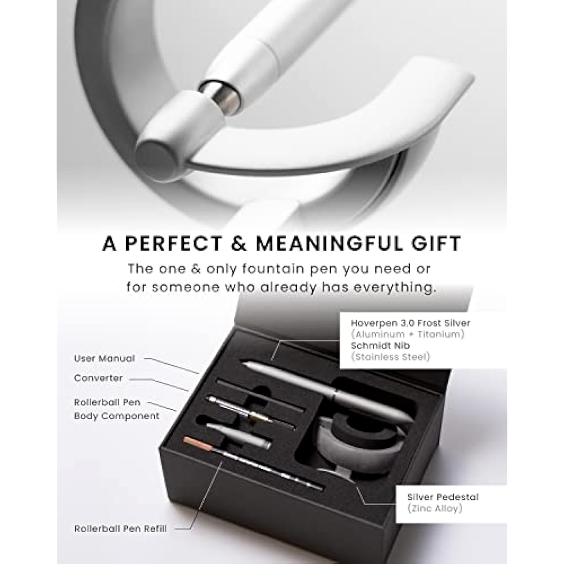 Novium Hoverpen Future Edition 2-in-1 Fountain & Rollerball Pen - Silver