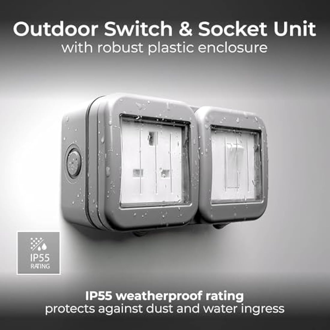 BG Electrical Outdoor Power Socket & Switch | IP55 Weatherproof | WPB21