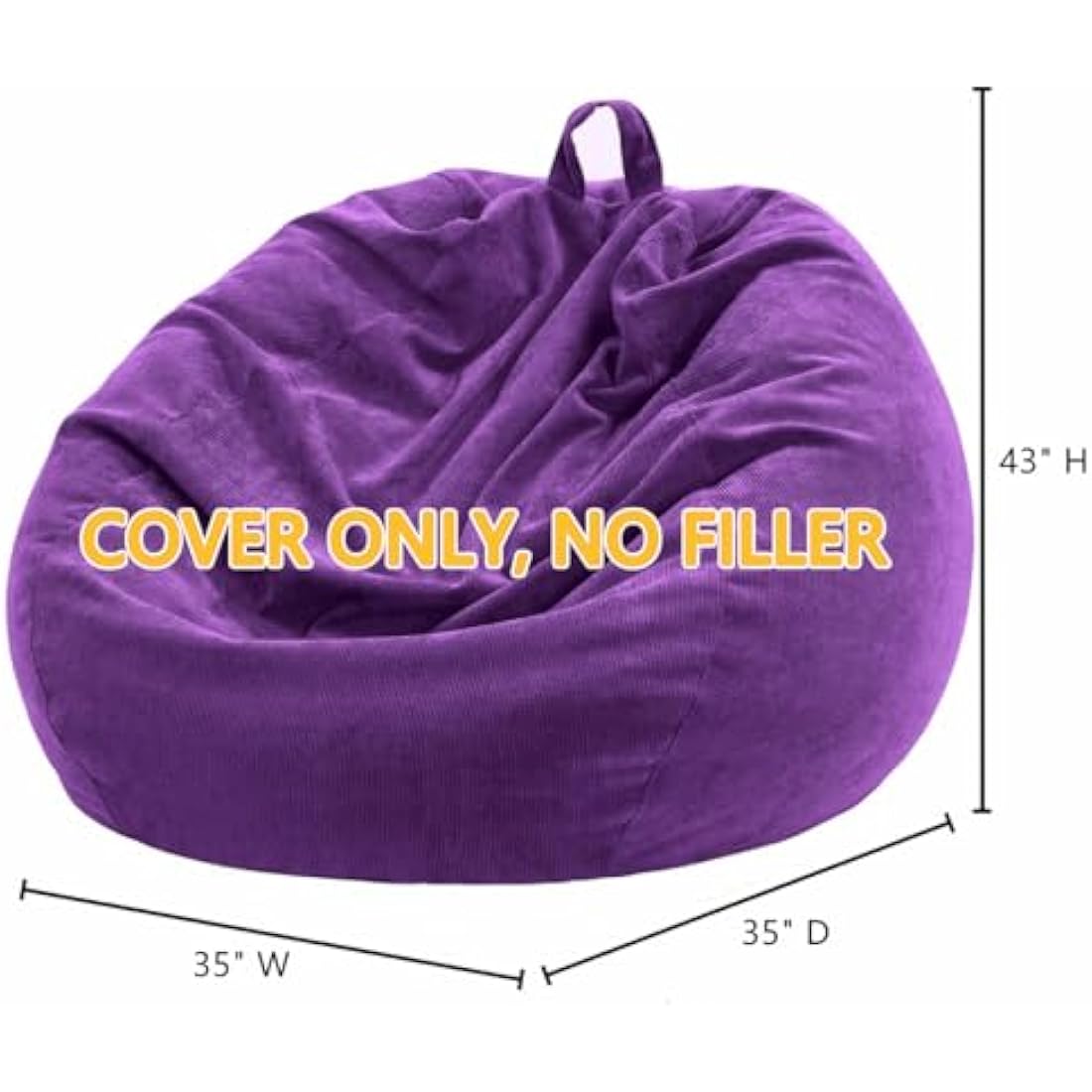 Nobildonna Corduroy Bean Bag Chair Cover – 300L Storage (Ultra Violet)