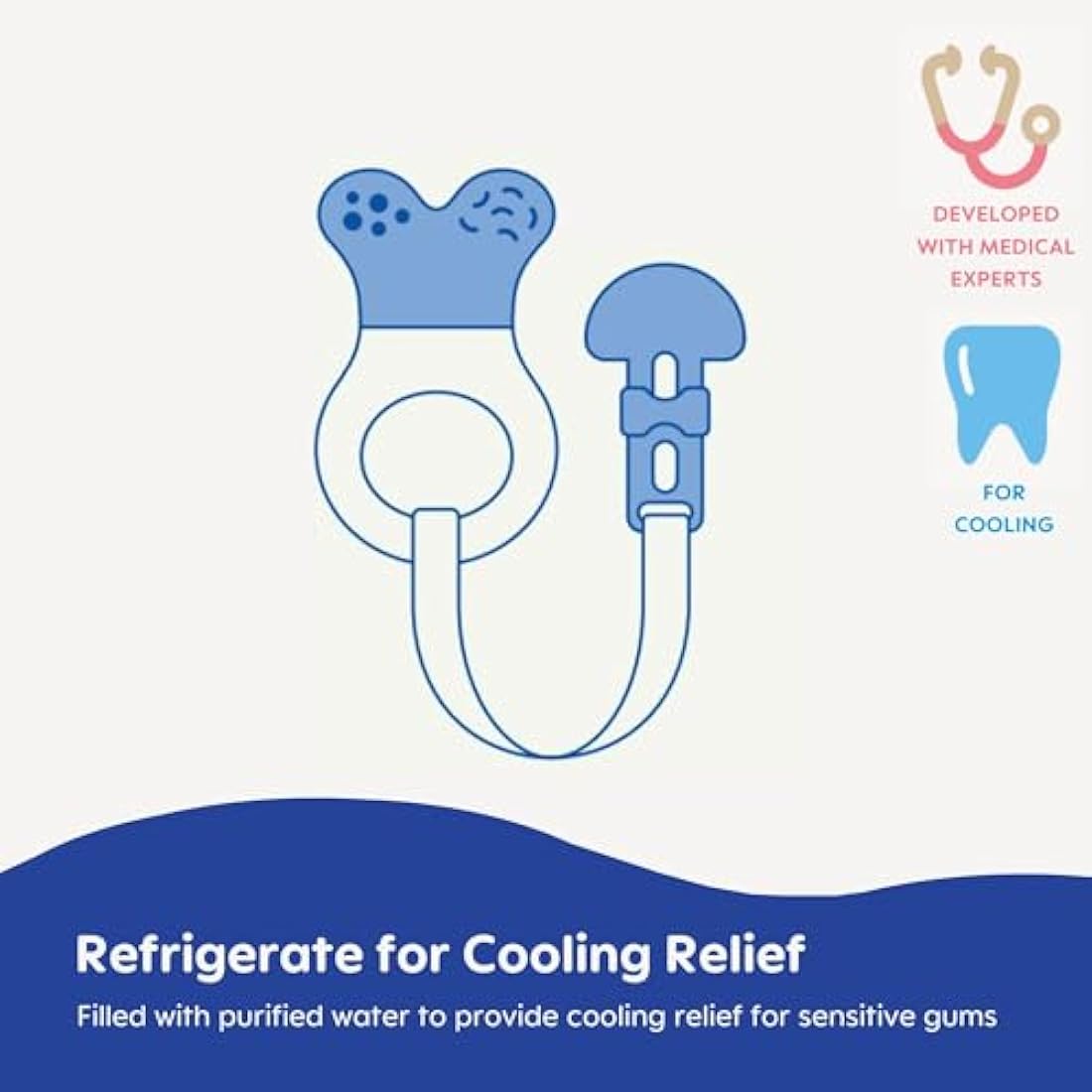 MAM Mini Teething Cooler and Clip – Blue Cooling Teether, 2+ Months