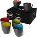 MIAMIO Stoneware Coffee Mug Set - 6 Piece 350ml Matte Black Cups