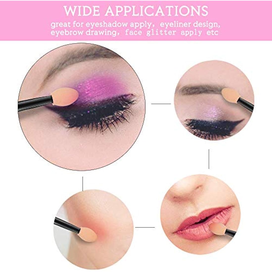 MORGLES 200 PCS Disposable Eyeshadow Applicators | Dual-Sided Sponge Brushes