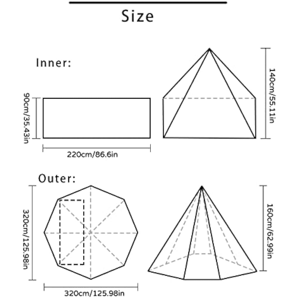 1 Man Lightweight Teepee Hot Tent with Stove Jack & Mesh Inner