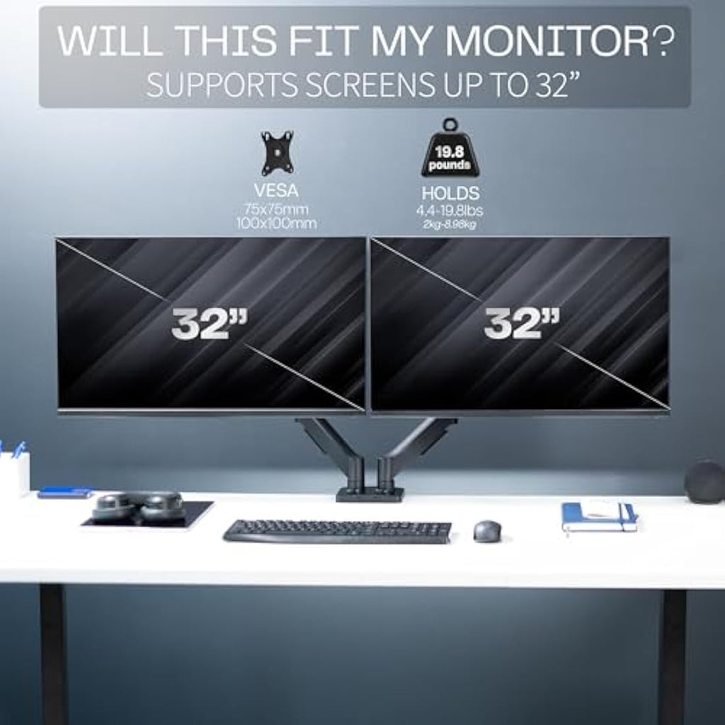 VIVO Dual Monitor Desk Mount – Height Adjustable Pneumatic Arm