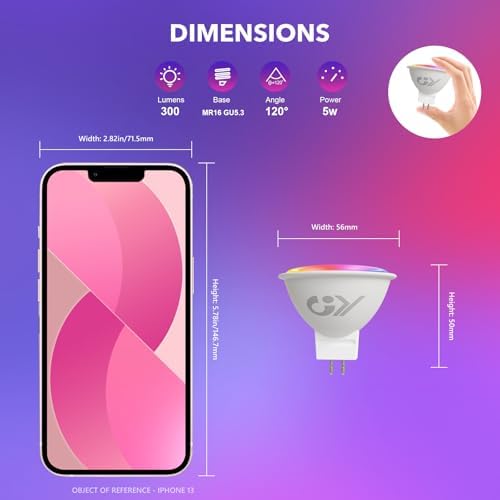 GY MR16 Smart LED Bulb GU5.3 | WiFi RGB & Dimmable Alexa Compatible | 6 Pack