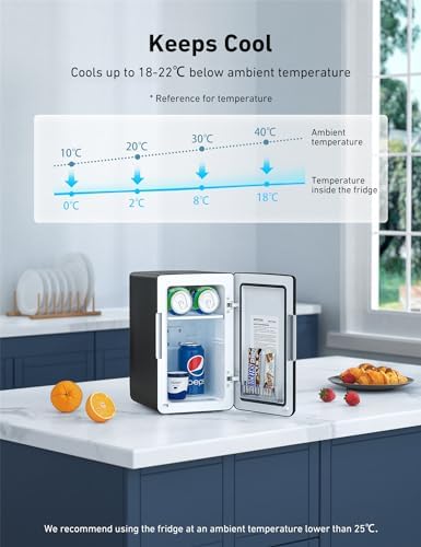 AstroAI 6L Mini Fridge – 8 Can Portable Skincare Cooler & Warmer, Black