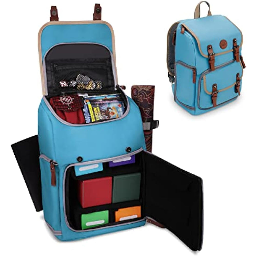 ENHANCE Trading Card Backpack - Blue Canvas TCG Bag with Playmat Holder