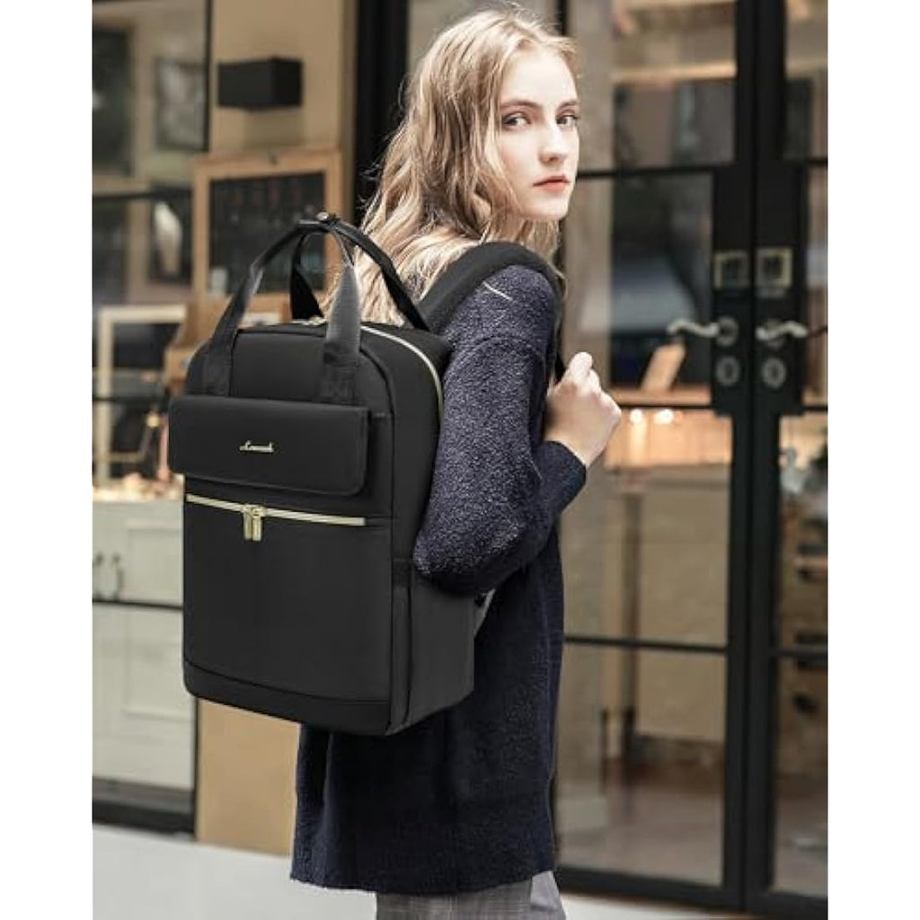 LOVEVOOK 17.3 Inch Laptop Backpack for Women | USB Port Travel Bag - Black