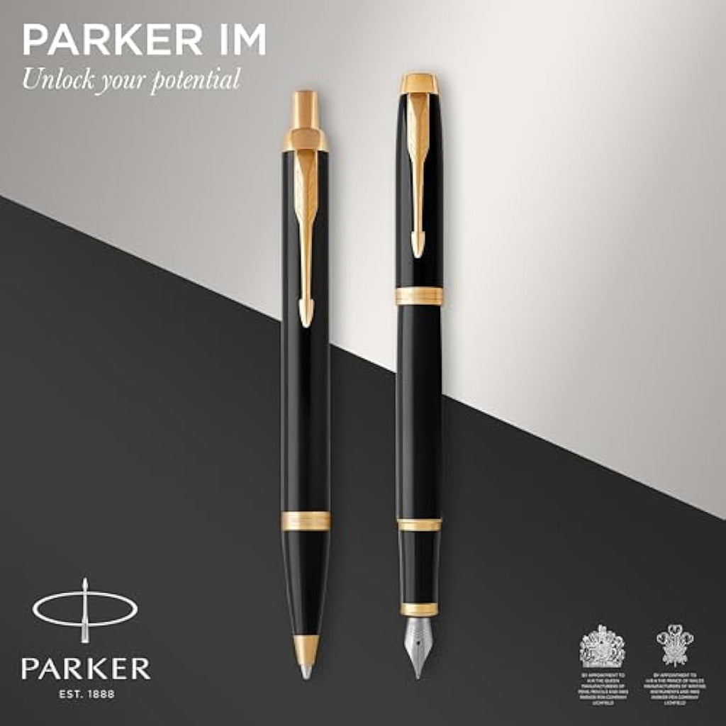 Parker IM Duo Pen Gift Set | Gloss Black & Gold | Fountain & Ballpoint