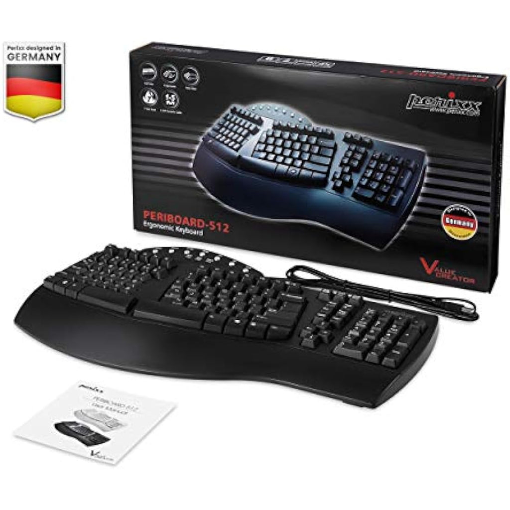 Perixx PERIBOARD-512 Ergonomic Split Keyboard | Wired UK QWERTY | Black