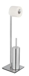 WENKO Recco Toilet Brush Set & Roll Holder | Satin Stainless Steel