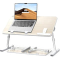 SAIJI Adjustable Laptop Bed Tray – Ergonomic Folding Wood Desk, Teak