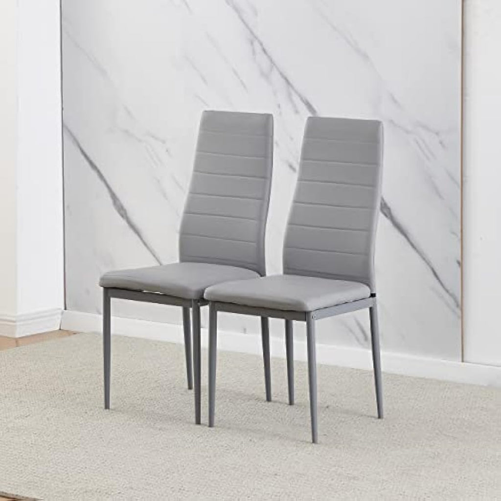Modern Faux Leather Dining Chairs - Set of 2 Grey