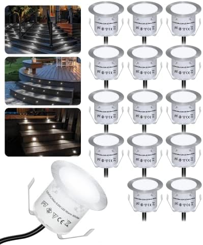 HIBOITEC 16Pcs LED Decking Lights – IP67 Waterproof Cool White Plinth Kit