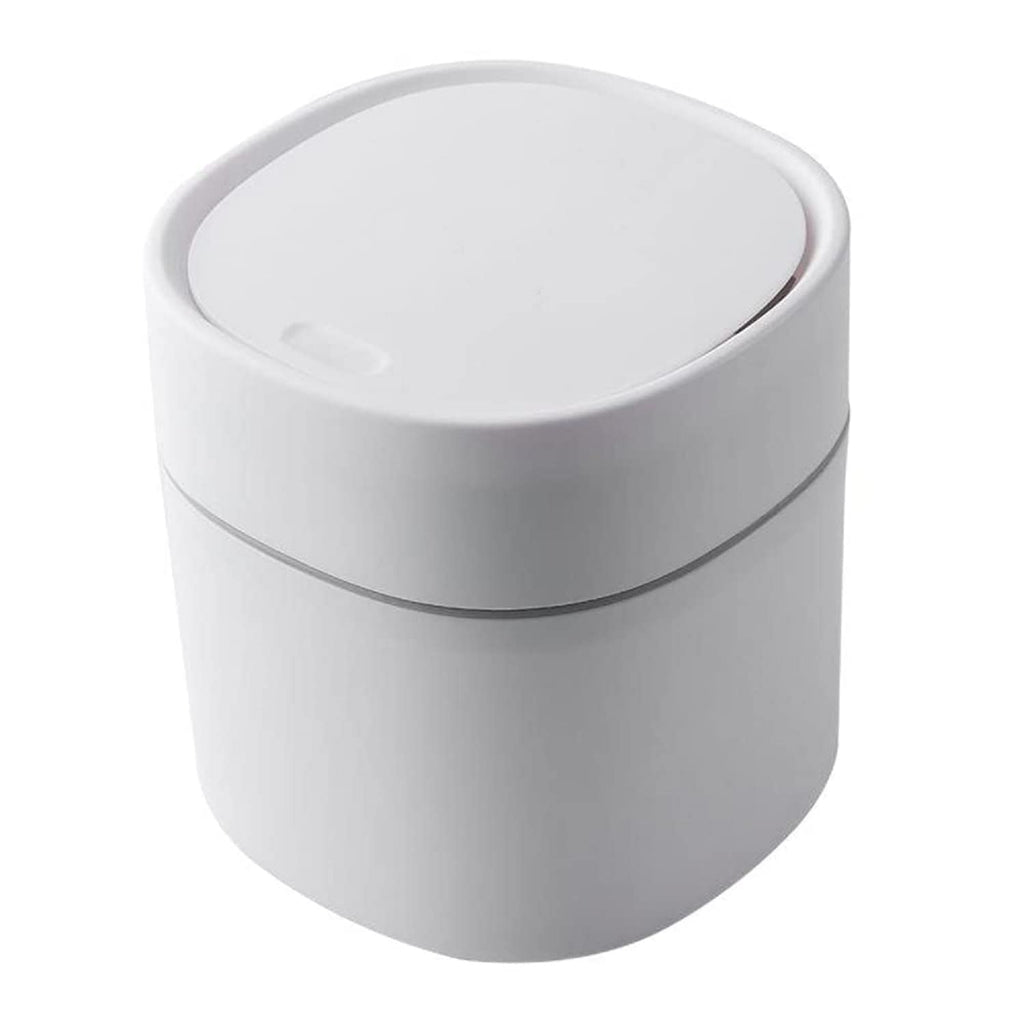 ETRAVEL plastics Small bin office desk bin with lid for countertop, cosmetic table top, bathroom, bedroom, kids WHITE - image 1