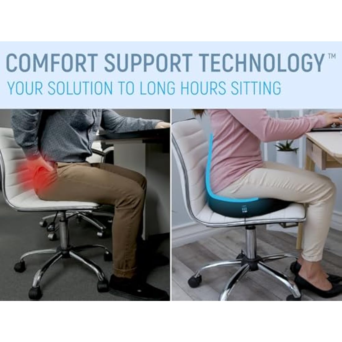 Orthopedic Memory Foam Seat Cushion – Gel Coccyx Relief