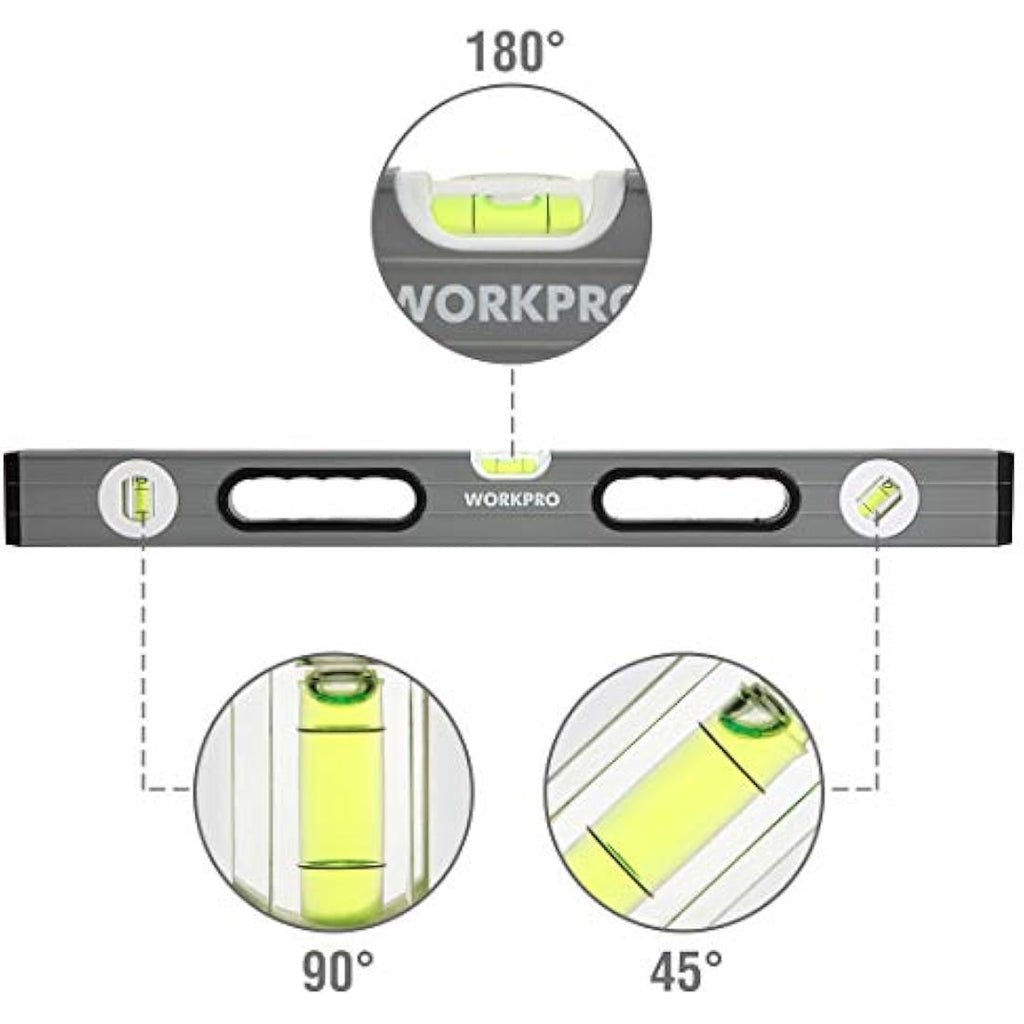 WORKPRO 3-Piece Spirit Level Set (9", 16", 24") – Magnetic Box Beam