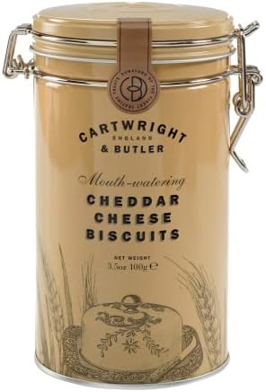 Cartwright & Butler Cheddar Cheese Biscuits – Savory Gourmet Snack Tin