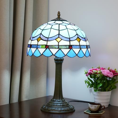 Tiffany Table Lamp – 12" Stained Glass Mediterranean Light
