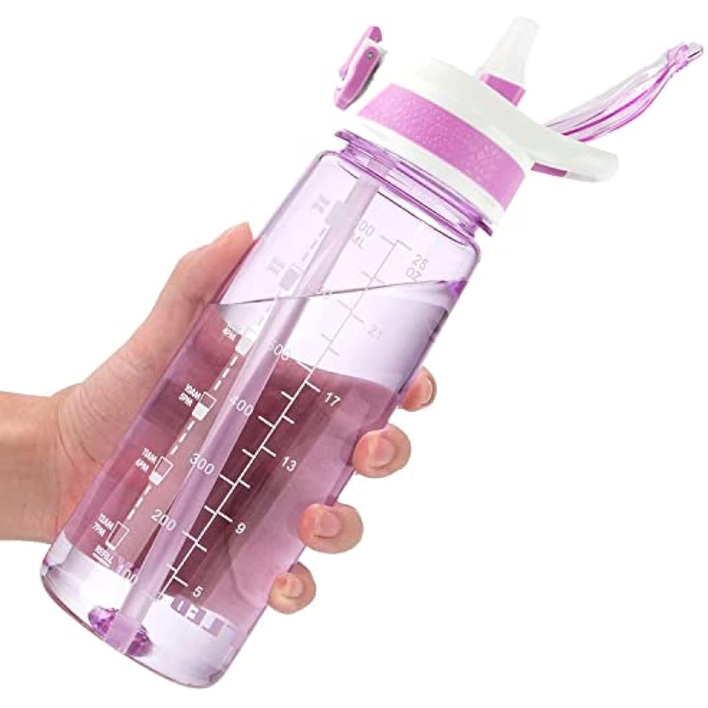 VENNERLI 800ml Tritan Sports Water Bottle with Straw and Time Marking