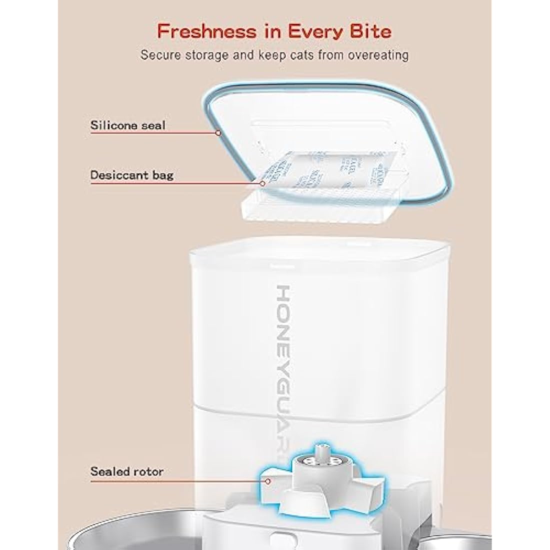 HoneyGuaridan Automatic Cat Feeder for 2 Cats | 3.5L Dual Food Dispenser