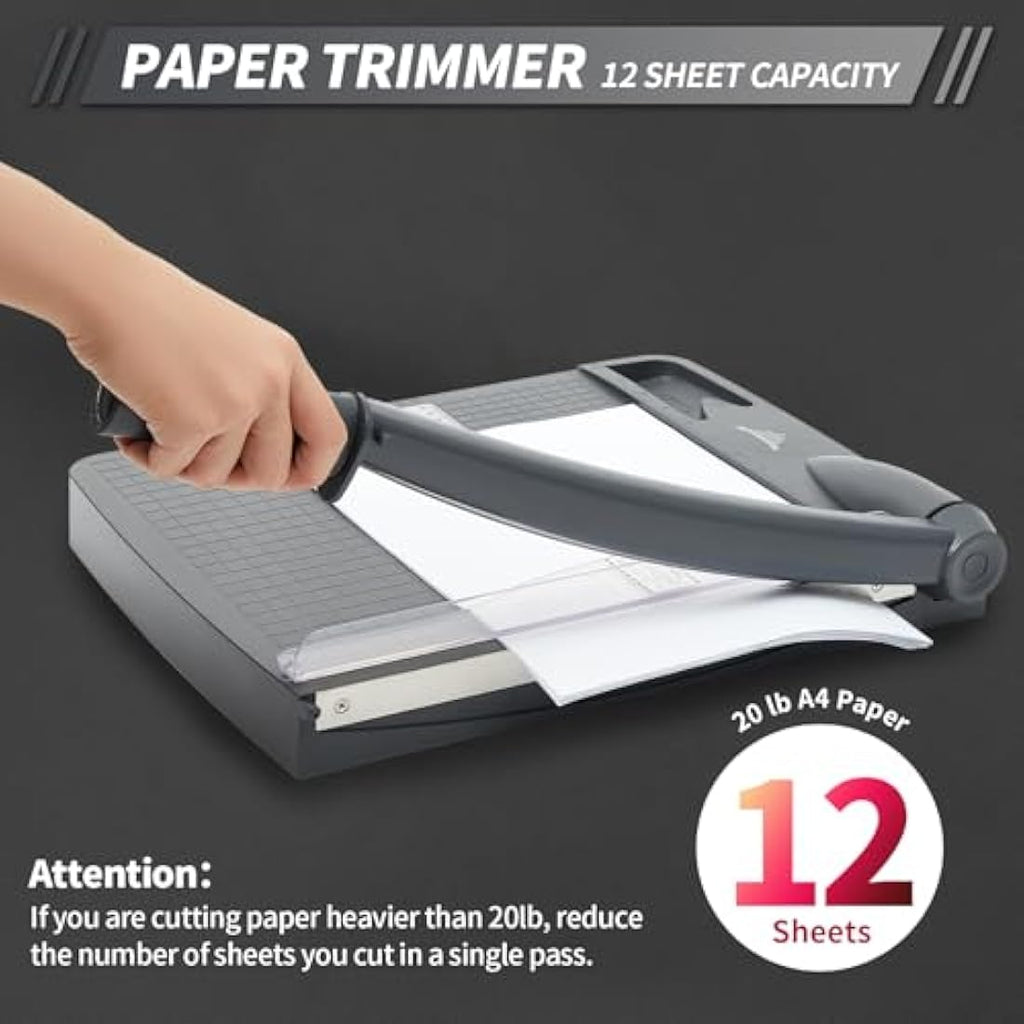 JIELISI 12-Inch Guillotine Paper Cutter | 12-Sheet Heavy Duty Trimmer